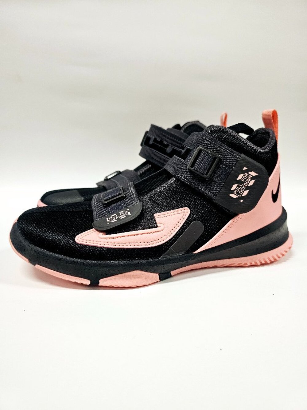 Nike LeBron Soldier 13 GS Black Bleached Coral High Top Sneaker AR7585-005 4Y
